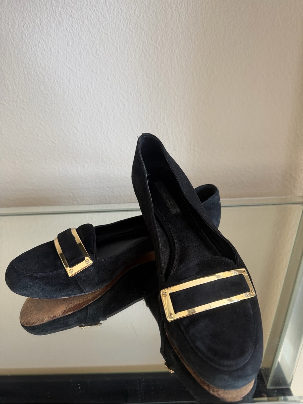Black Suede Women's Loafers with Gold Accent 8.5 Women's loafers 8.5 Rachel Zoe